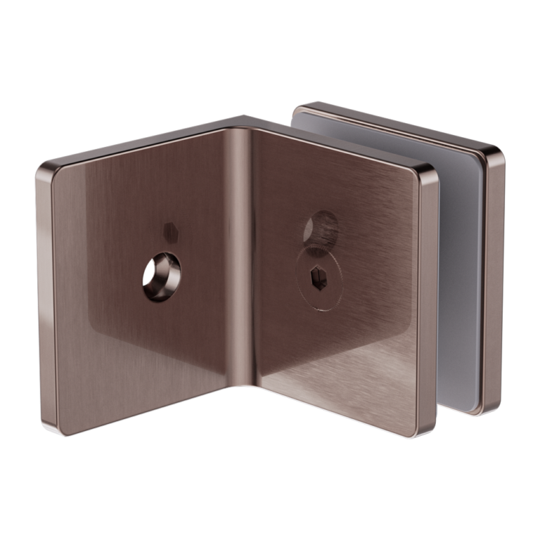 90 DEGREE GLASS TO WALL BRACKET10MM GLASS BRUSHED BRONZE