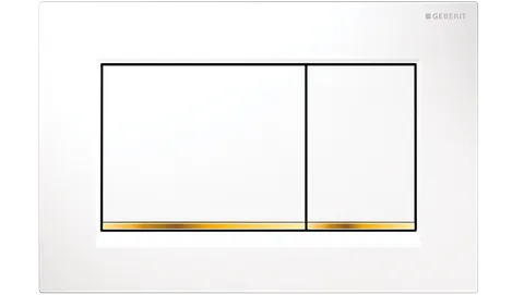 Sigma30 Dual Flush Button Square White With Gold Trim