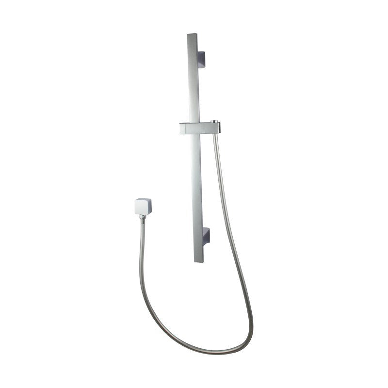 Square Chrome Wall Mounted Sliding Rail with Water Hose & Wall Connector Only(PVC Hose)
