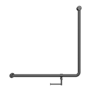 MECCA CARE 32MM 90 DEGREE BENT TUBE GRAB RAIL 750X750MM WITH TOILET ROLL HOLDER GUN METAL