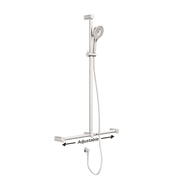 MECCA CARE 32MM T BAR GRAB RAIL AND ADJUSTABLE SHOWER SET 1100X750MM BRUSHED NICKEL