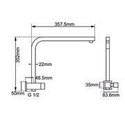 Square Chrome Shower Station without Shower Head and Handheld Shower(Stainless Steel Hose)