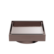 130MM SQUARE TILE INSERT FLOOR WASTE 100MM OUTLET BRUSHED BRONZE