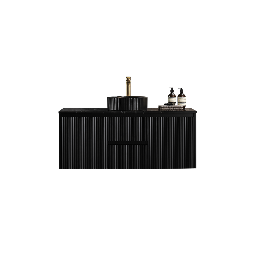 Crete Modern Wall Hung Vanity Matte Black