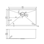 Load image into Gallery viewer, Round Corner Chrome Stainless Steel Handmade Single Bowl Kitchen Sink 762*457*254mm
