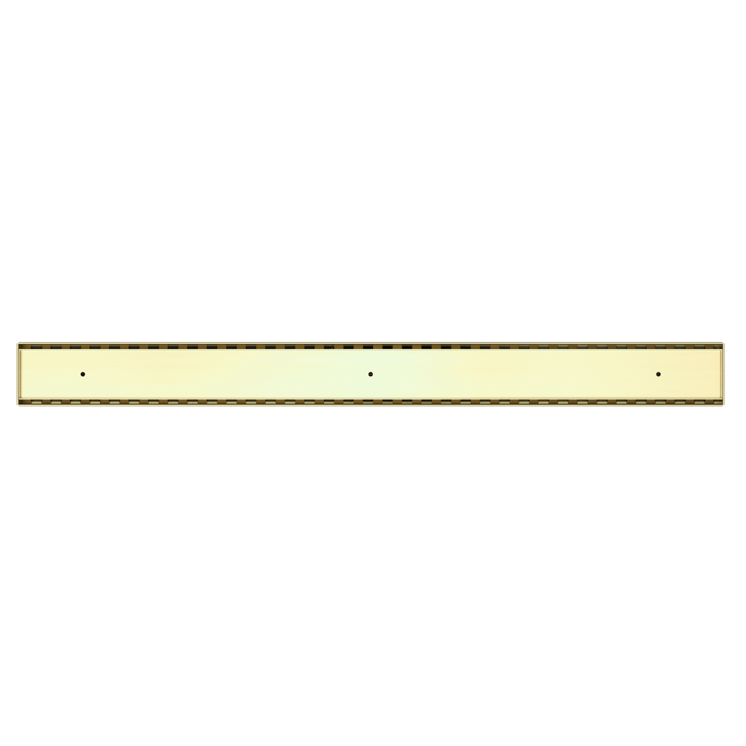 TILE INSERT V CHANNEL FLOOR GRATE 50MM OUTLET WITHOUT OUTLET AND HOLE SAW BRUSHED GOLD