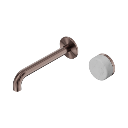 Serenity Progressive Wall Basin Mixer 220mm Spout With Carrara Handle Brushed Bronze