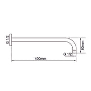 400mm Brushed Nickel Round Wall Straight Shower Arm