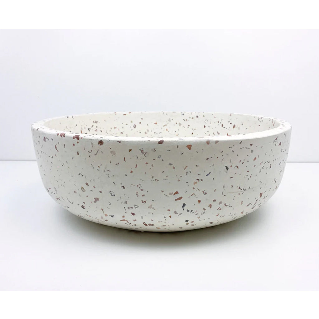 350*350*120 Circular Above Counter Basin Elios - White Terrazzo (Pink Aggregate)