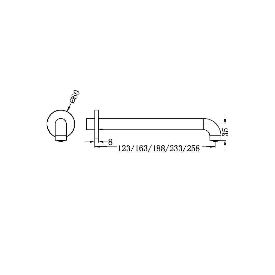 MECCA BASIN/BATH SPOUT ONLY 230MM BRUSHED GOLD