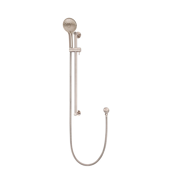 Round Three Function Hand Shower on Rail Column - Champagne