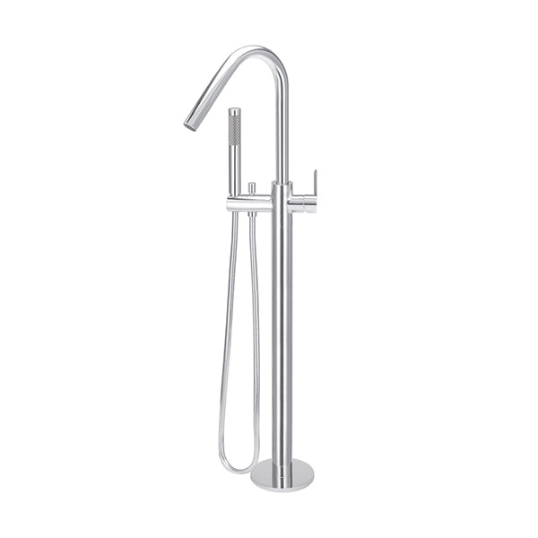Round Paddle Freestanding Bath Spout and Hand Shower - Polished Chrome
