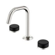 Serenity Basin Set Edge Spout With Marquina Black Handle Brushed Nickel