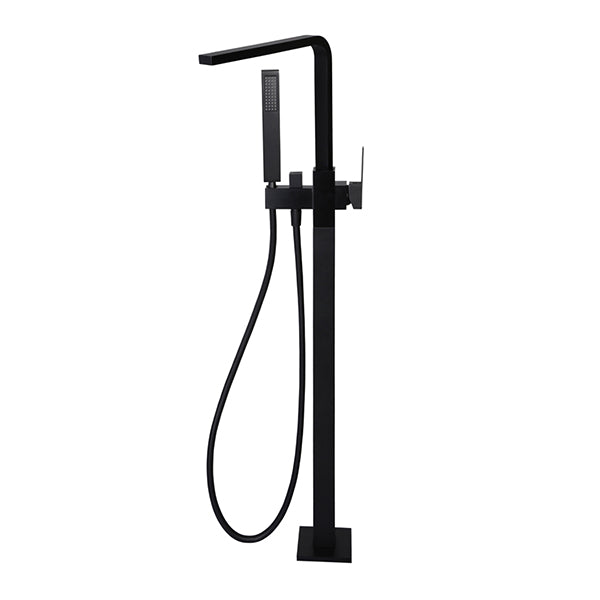 Square Freestanding Bath Spout and Hand Shower - Matte Black