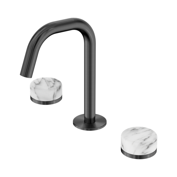 Serenity Basin Set Edge Spout With Arabescato Corchia Handle Gun Metal