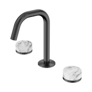 Serenity Basin Set Edge Spout With Arabescato Corchia Handle Gun Metal