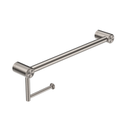MECCA CARE 32MM GRAB RAIL WITH TOILET ROLL HOLDER 450MM BRUSHED NICKEL
