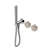 Serenity Progressive Shower System With Rome Travertine Handle And Slim Shower Chrome