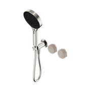 Serenity Progressive Shower System With Rome Travertine Handle And Serenity Hand Shower Brushed Nickel