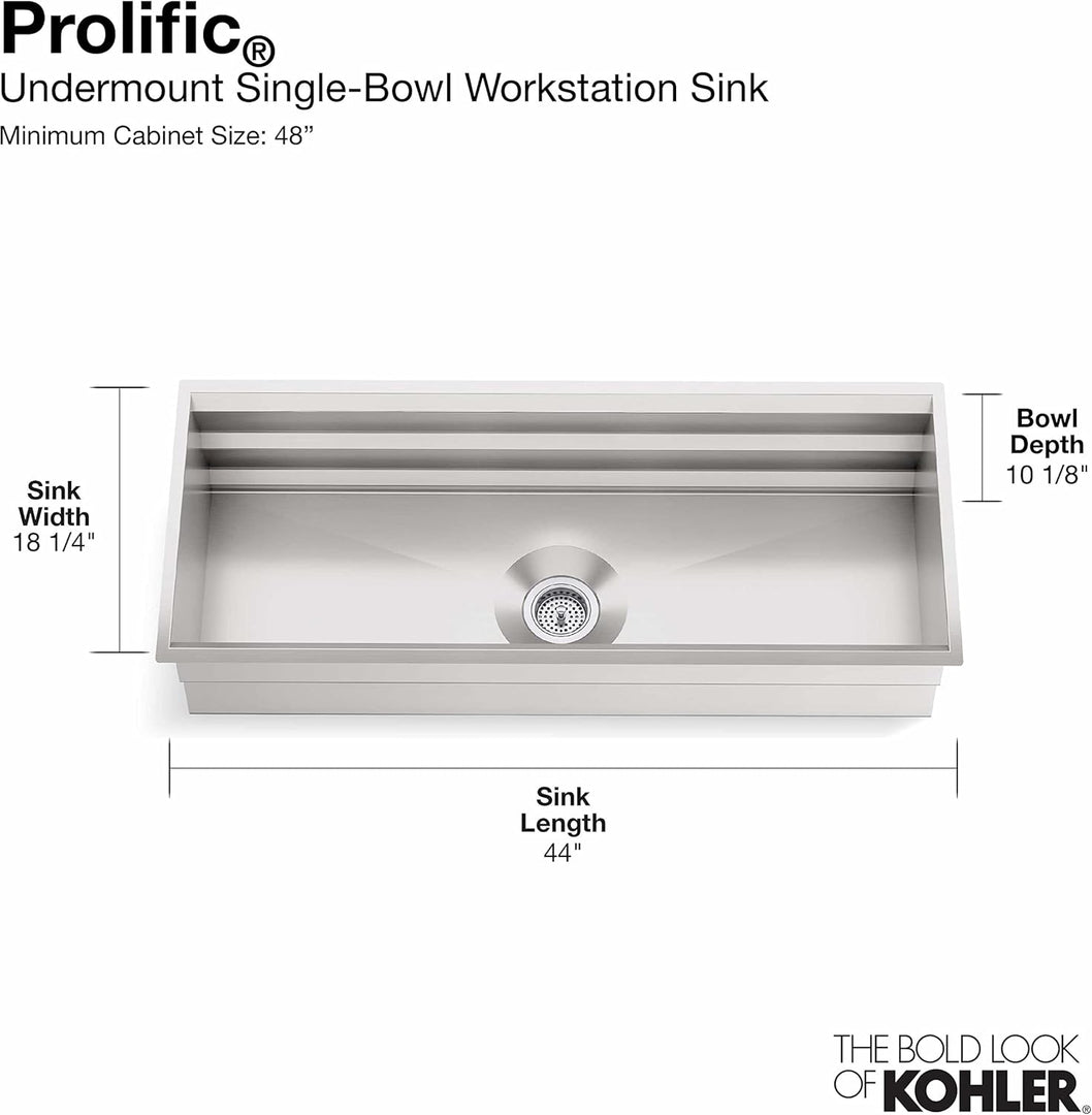 Prolific  44" undermount single-bowl workstation kitchen sink
