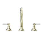 Load image into Gallery viewer, YORK BASIN SET WITH WHITE PORCELAIN LEVER AGED BRASS
