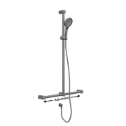 MECCA CARE 32MM T BAR GRAB RAIL AND ADJUSTABLE SHOWER SET 1100X750MM GUN METAL