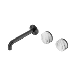 Load image into Gallery viewer, Serenity Wall Basin Set 160mm Offset Spout With Arabescato Corchia Handle Gun Metal

