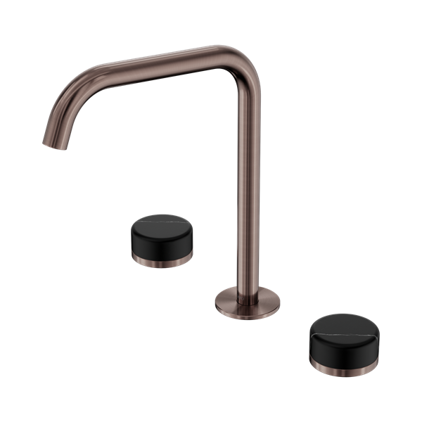 Serenity Bath/Kitchen Set Edge Spout With Marquina Black Handle Brushed Bronze