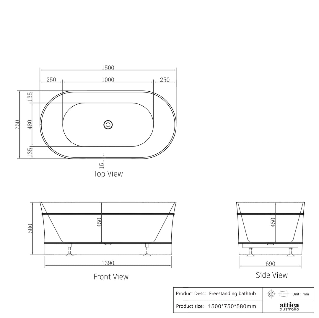 Attica Bondi Freestanding Bath