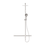 Load image into Gallery viewer, MECCA CARE 32MM T BAR GRAB RAIL 1100X750MM TWIN SHOWER SET BRUSHED NICKEL
