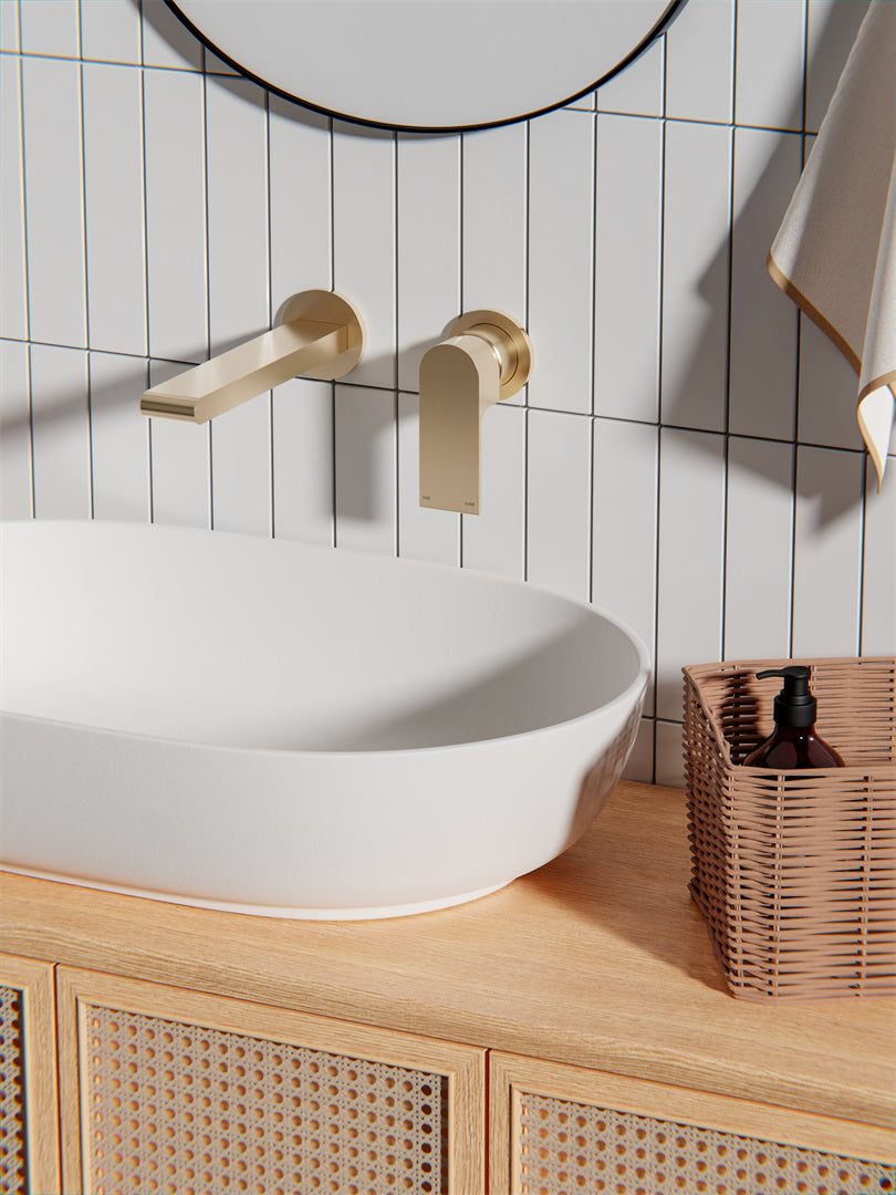 BIANCA WALL BASIN/BATH MIXER SEPARATE BACK PLATE 187MM BRUSHED GOLD