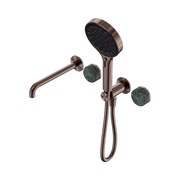 Serenity Progressive Shower System With Spout With Verde Alpi Handle And Serenity Hand Shower Brushed Bronze