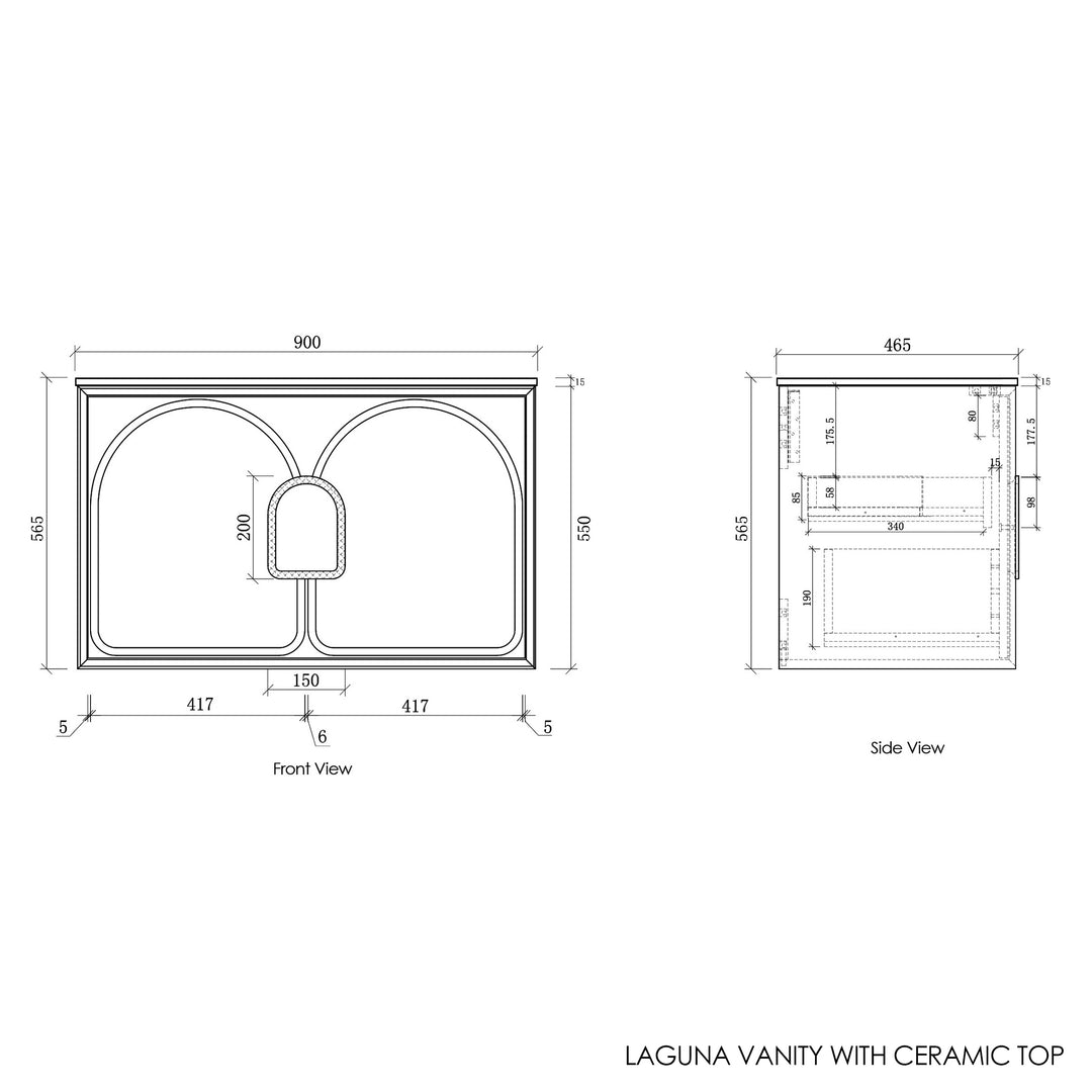 Laguna Black American Oak Wall Hung Vanity