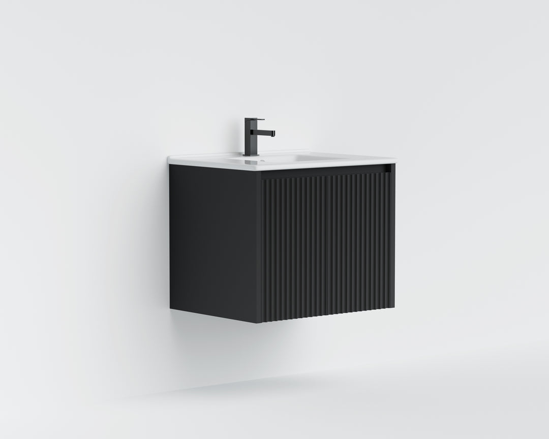 Crete Modern Wall Hung Vanity Matte Black