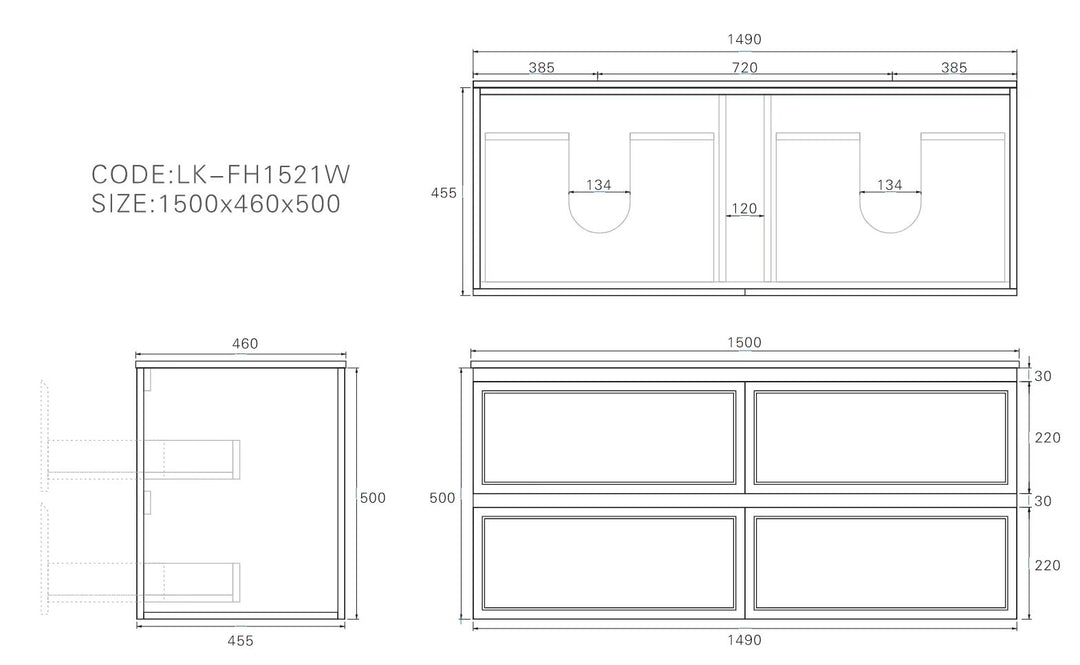 New Hamilton Federation Slim Wall Hung Vanity Matte White