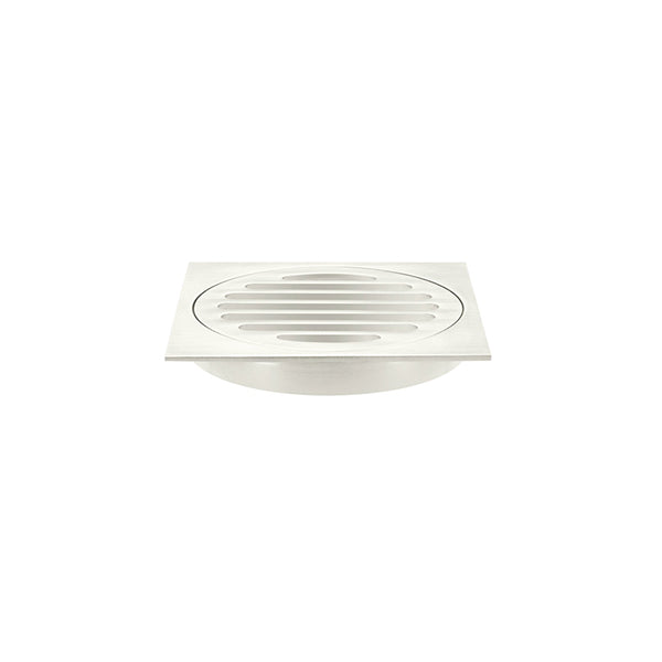Square Floor Grate Shower Drain 100mm outlet - PVD Brushed Nickel