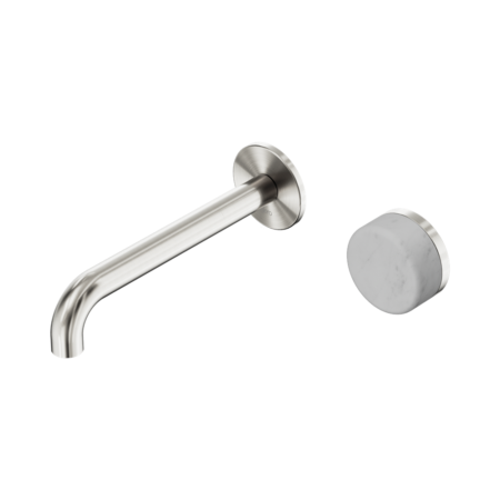 Serenity Progressive Wall Basin Mixer 220mm Spout With Carrara Handle Brushed Nickel