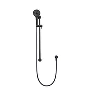Round Three Function Hand Shower on Rail Column - Matte Black