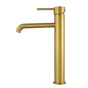 LUCID PIN Series Round Brushed Brass Tall Basin Mixer