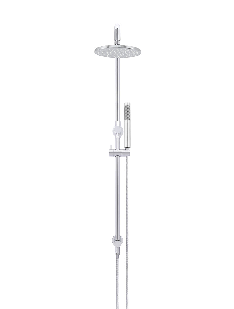 Round Combination Shower Rail 200mm Rose, Single Function Hand Shower - Polished Chrome