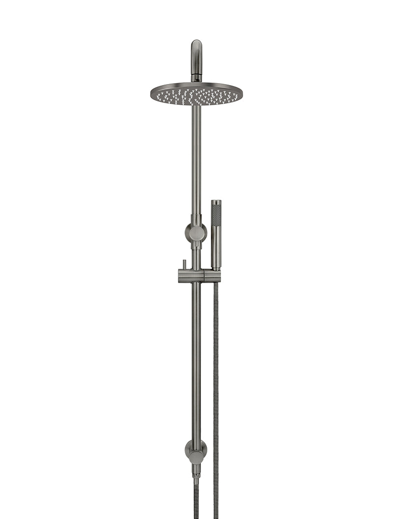 Round Combination Shower Rail, 200mm Rose, Single Function Hand Shower - Shadow