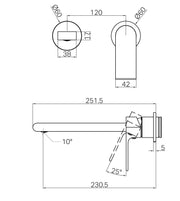 BIANCA WALL BASIN/BATH MIXER SEPARATE BACK PLATE 230MM BRUSHED BRONZE