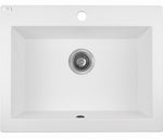 Load image into Gallery viewer, Laveo Komodo White Granite Single Bowl Stone Kitchen Sink 490*580*220mm(including Space Saving Siphon and Click-clack Plug)
