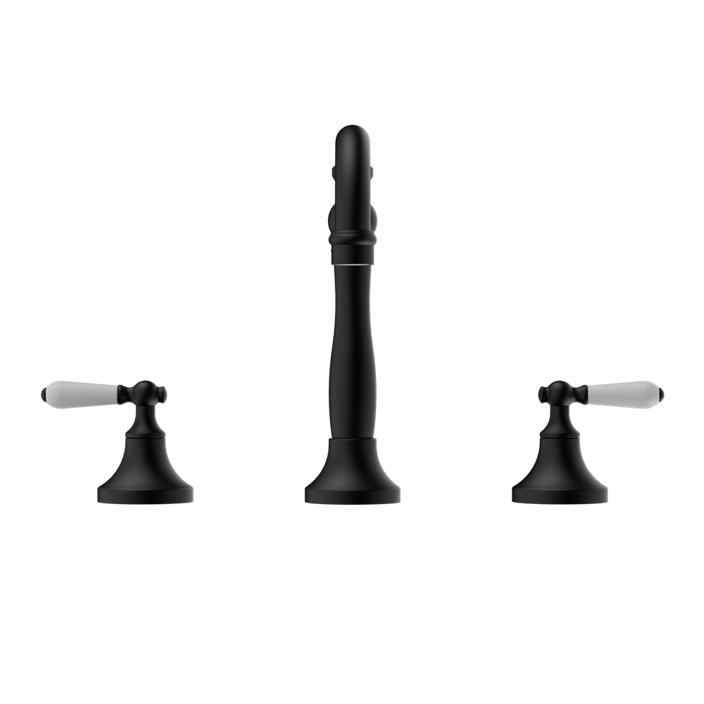 YORK BASIN SET WITH WHITE PORCELAIN LEVER MATTE BLACK