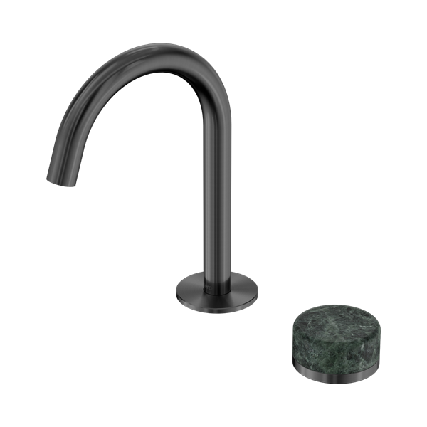 Serenity Progressive Basin Mixer Arc Spout With Verde Alpi Handle Gun Metal