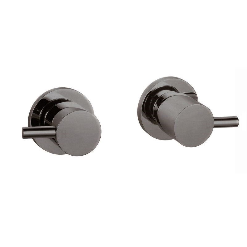 Round Gun Metal Grey Shower Wall Taps