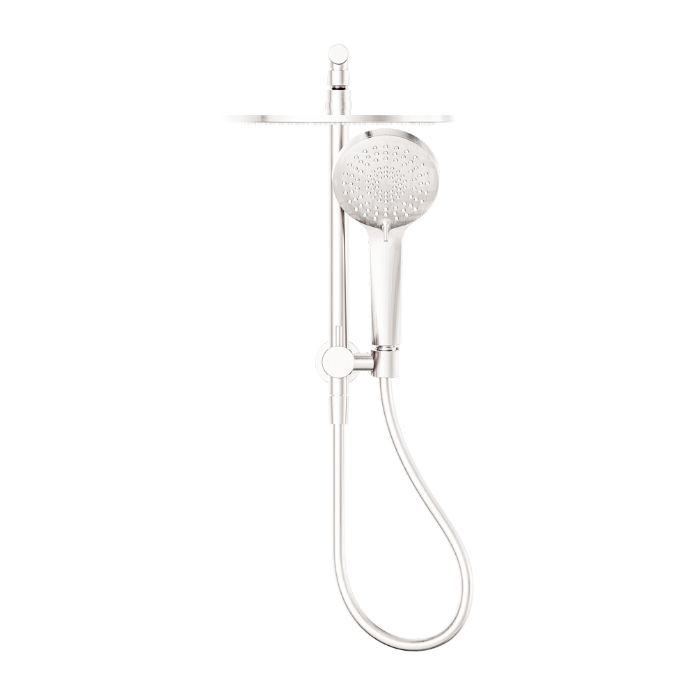 MECCA 2 IN 1 TWIN SHOWER BRUSHED NICKEL