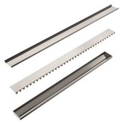TILE INSERT V CHANNEL FLOOR GRATE 50MM OUTLET WITHOUT OUTLET AND HOLE SAW BRUSHED NICKEL