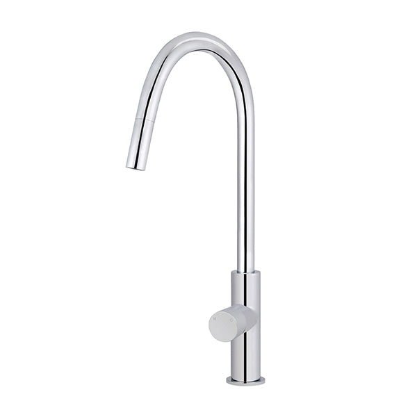 Round Pinless Piccola Pull Out Kitchen Mixer Tap - Polished Chrome