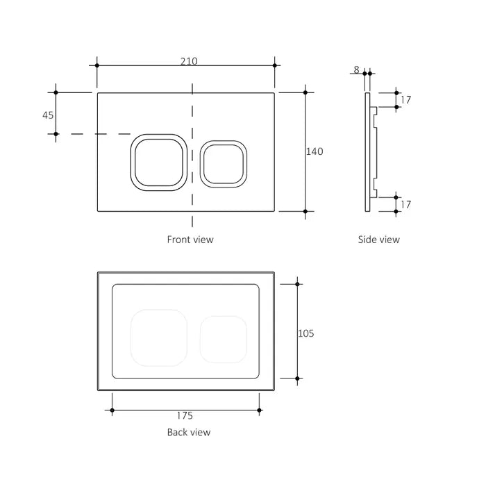 R&T Soft Square Low Rise Push Button Matte Black